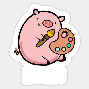 Pigcasso Cute Artist Pig Pun Sticker